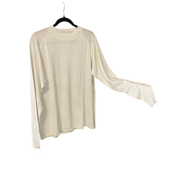 Norm Thompson 100% Silk Long Sleeve Knit Top Ivory Cream XL - Picture 1 of 5